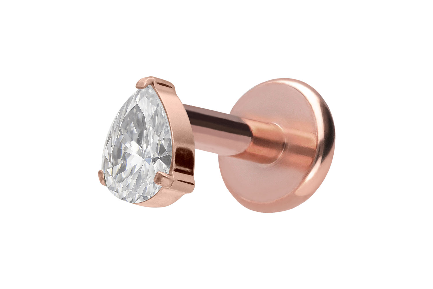 Titan Labret Piercing mit Push Fit KRISTALLTROPFEN